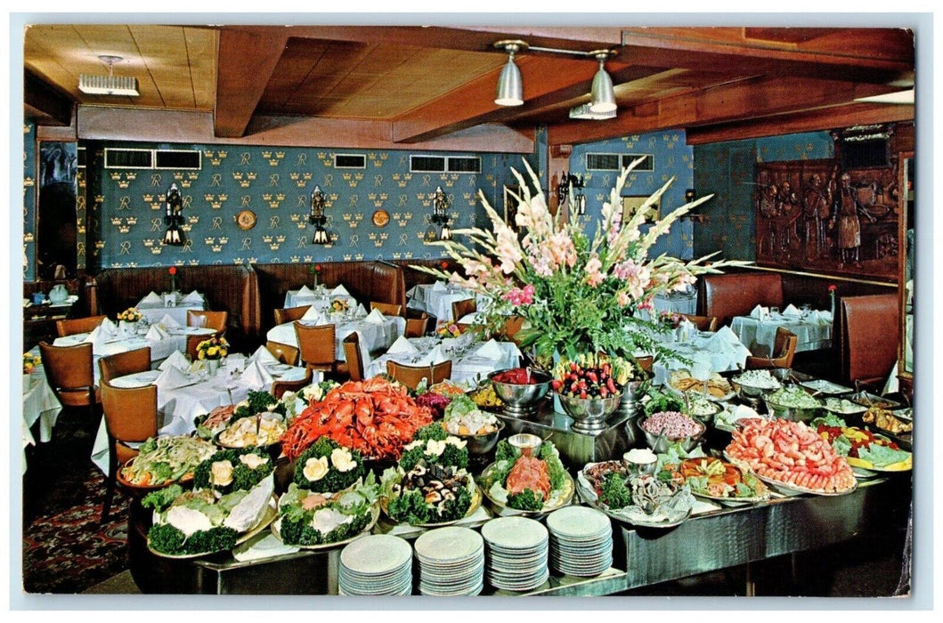 c1950's Stockholm Restaurant Swedish Italian Smorgasbord New York NY Postcard