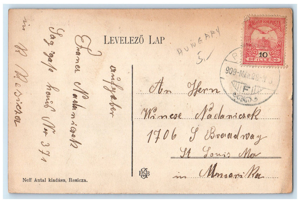 1909 Scene at Electric Kozpont Resicza Romania Antique Unposted Postcard