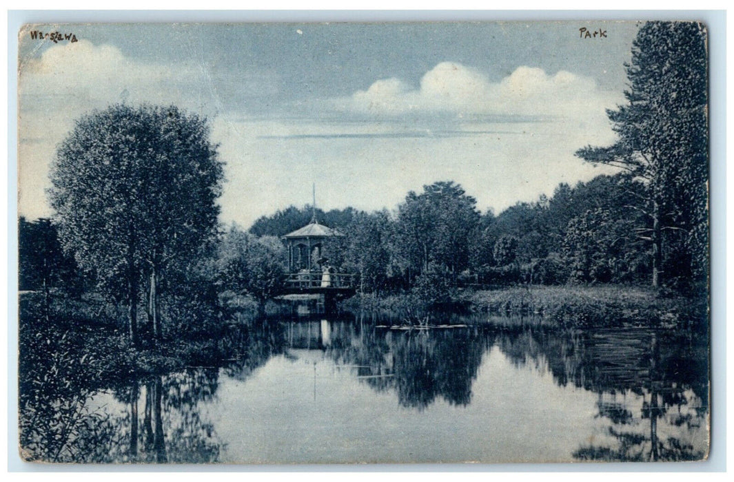 c1910 River Scene Warszawa Park Warsaw Poland Posted Antique Postcard