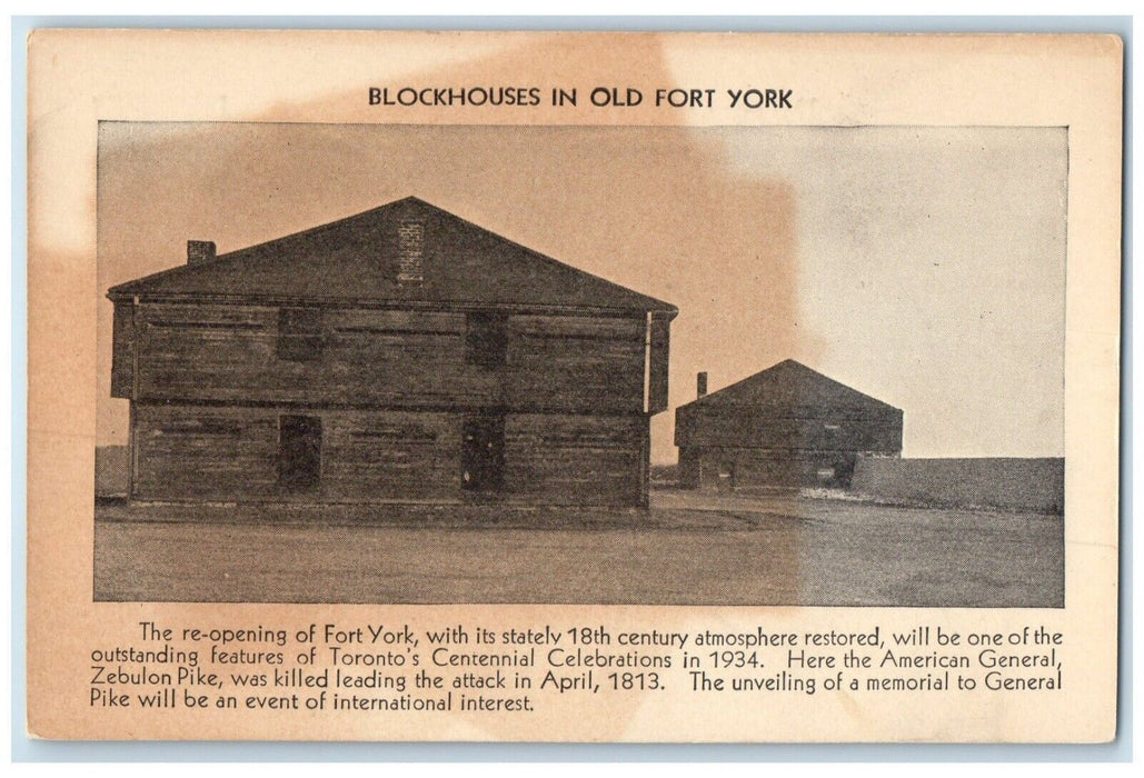 Blockhouses In Old Fort York Century Progress Chicago World's Fair Postcard