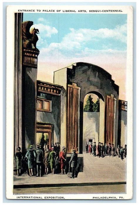 1926 Entrance To Palace Liberal Arts International Expo Philadelphia PA Postcard