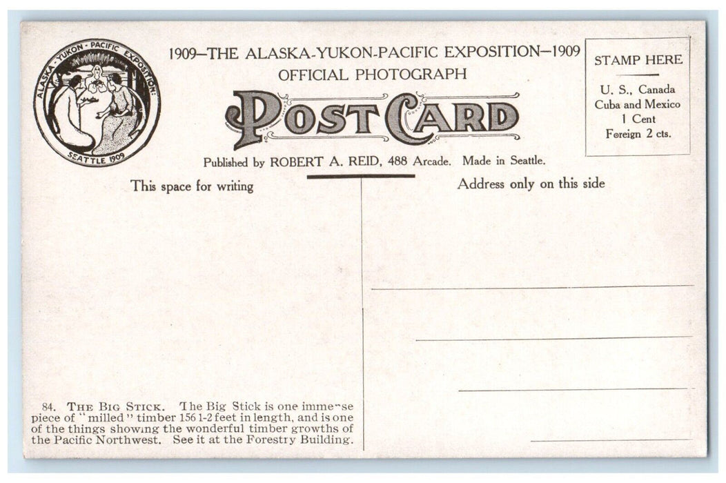 The Big Sick The Alaska Yukon Pacific Exposition Seattle 1909 Antique Postcard