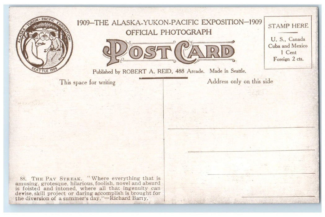 The Pay Streak Crowded The Alaska Yukon Pacific Exposition Seattle 1909 Postcard