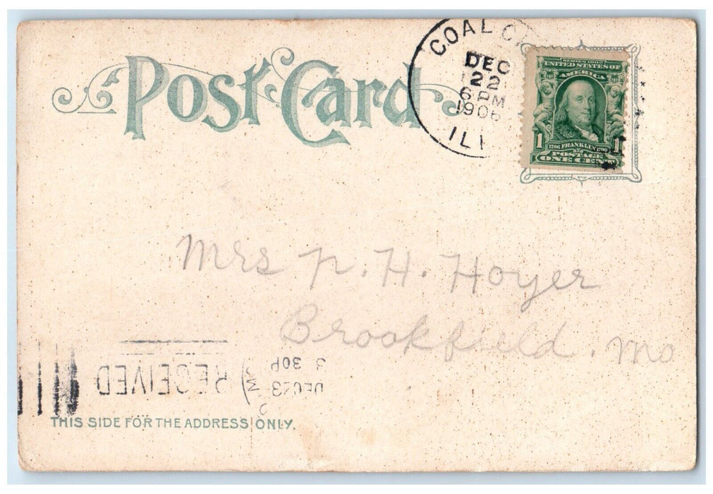 1906 Christmas Grandma And Little Girl In Winter Brookfield Missouri MO Postcard