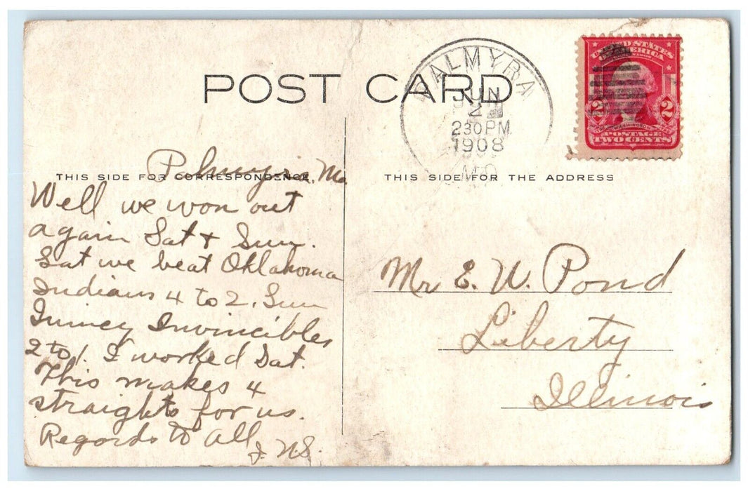 1908 Couple Fighting Wife Beaten Husband Palmyra Missouri MO Antique Postcard