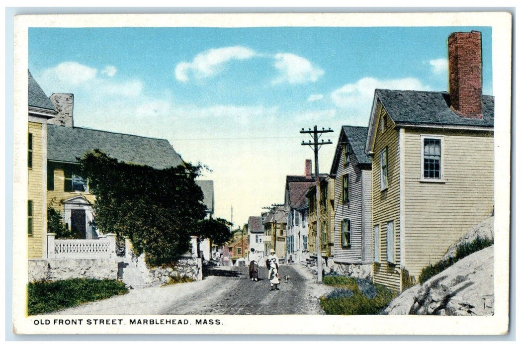 c1920 Old Front Street Buildings Road Marblehead Massachusetts Unposted Postcard
