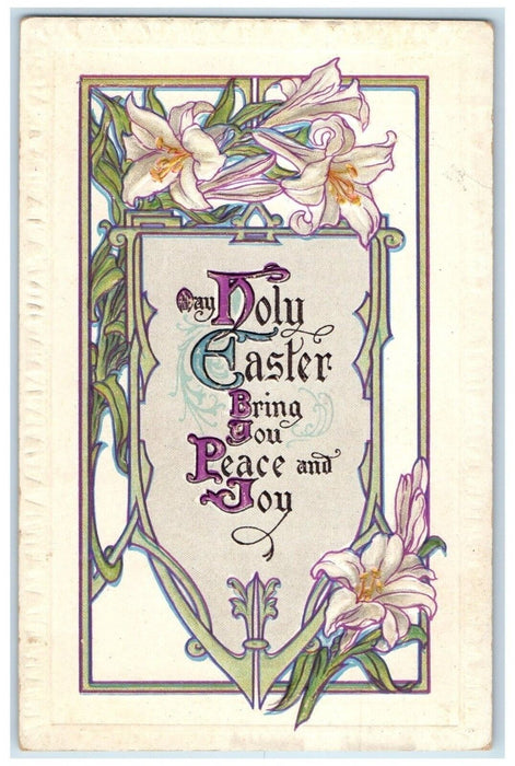 c1910's Easter Lilies Flowers Embossed Posted Antique Postcard
