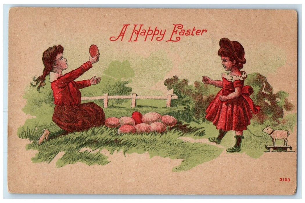 1909 Easter Girls Collected Eggs Holliday Missouri MO Posted Antique Postcard