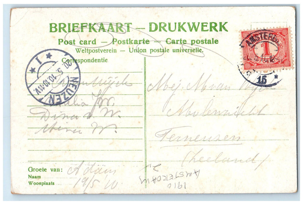 1910 Postkantoor NZ Burgwal Amsterdam Netherlands Posted Antique Postcard
