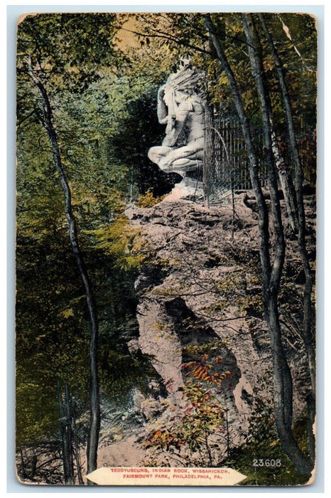 c1910 Teddyuscung Indian Rock Wissahickon Fairmount Park Philadelphia Postcard