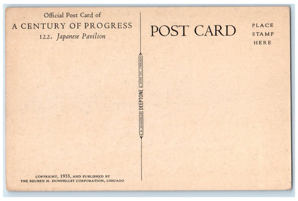 1933 Japanese Pavilion A Century Of Progress Chicago Illinois IL Postcard