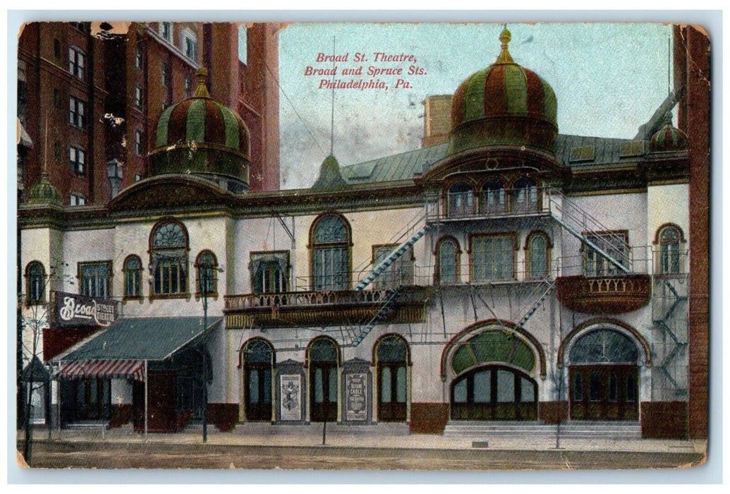 1911 Broad St. Theatre Broad Spruce Exterior Philadelphia Pennsylvania Postcard