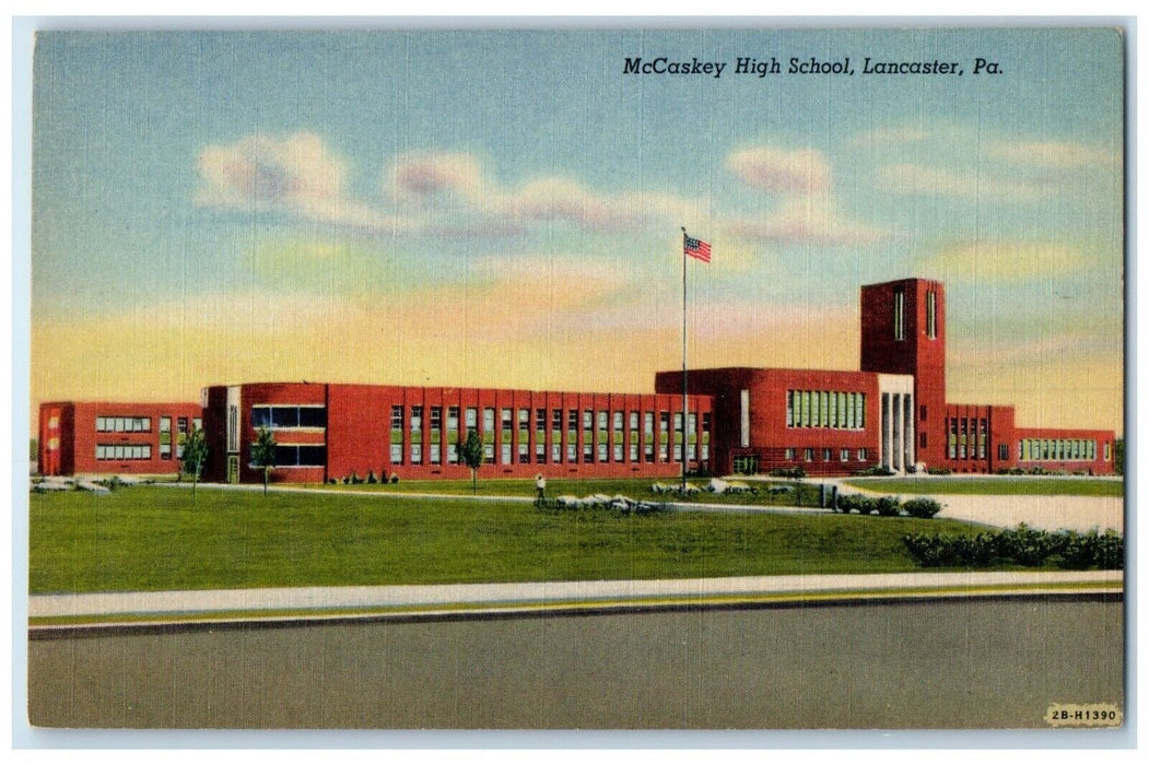 c1940 McCaskey High School Exterior Building Lancaster Pennsylvania PA Postcard