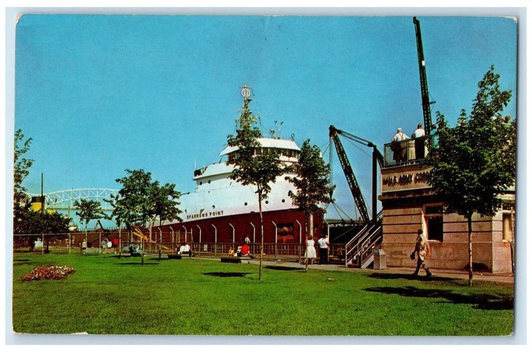 1966 Sparrows Point Steamer Ship Soo Locks Sault Ste Marie Michigan MI Postcard
