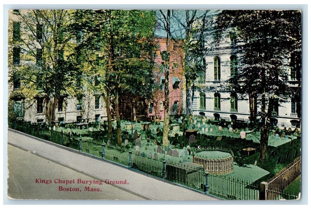 c1910 Kings Chapel Burying Ground Exterior Boston Massachusetts Vintage Postcard