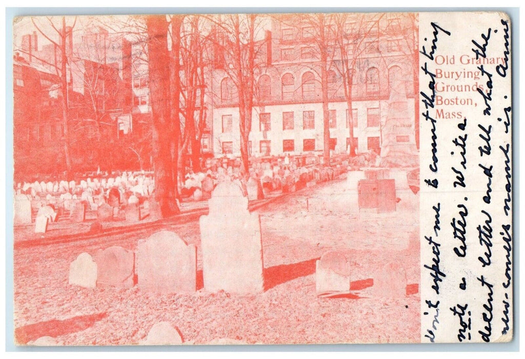 1907 Old Granary Burying Grounds Graveyard Boston Massachusetts Vintage Postcard