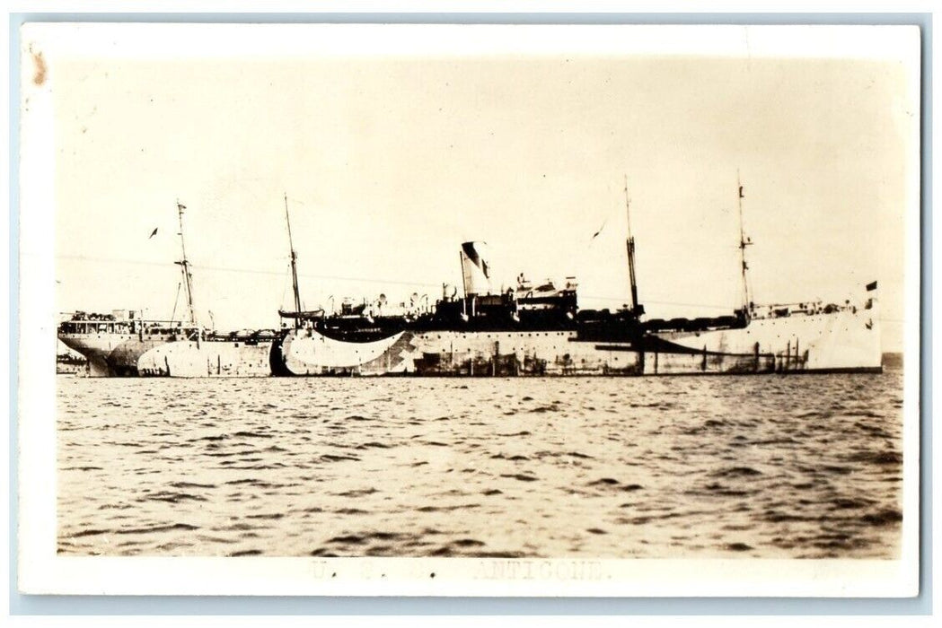 c1914-1918 WWI Navy USS Antigone Dazzle Camouflage RPPC Photo Unposted Postcard