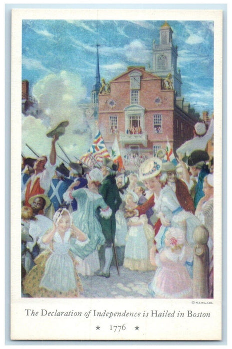 1910 Declaration Independence Hailed Charles Home Boston Massachusetts Postcard