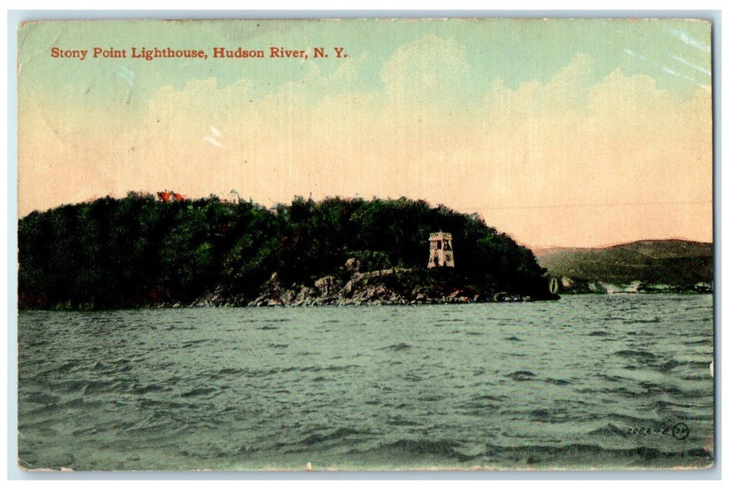 1912 Stony Point Lighthouse Exterior Tower Lake Hudson River New York Postcard