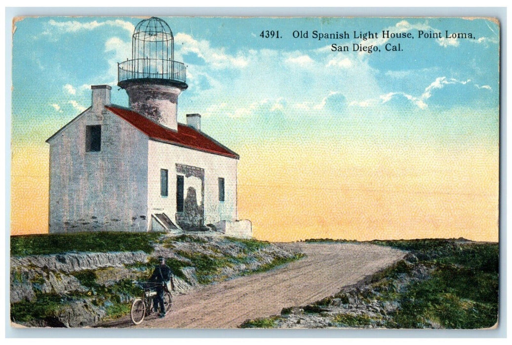 c1910 Old Spanish Light House Point Loma Exterior San Diego California Postcard