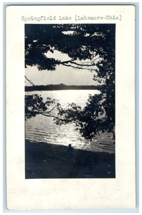 1922 Springfield Lake Scene Lakemore Ohio OH RPPC Photo Posted Postcard