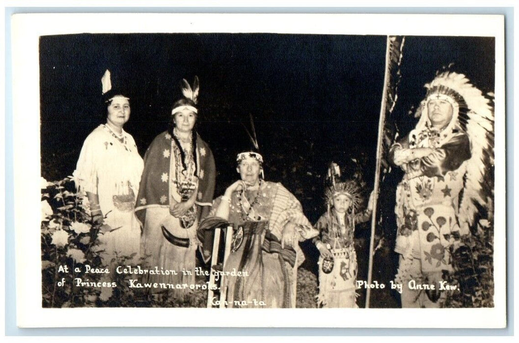 c1950's Peace Celebration Women Man Boy Child Kawennaroroks RPPC Photo Postcard