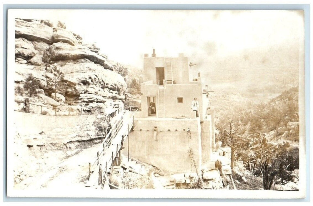 1919 Native American Indian Pueblo Phantom Cliff Canyon CO RPPC Photo Postcard