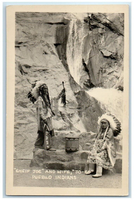 c1950's Chief Joe Wife Jo-Ro Pueblo Native American Indians RPPC Photo Postcard
