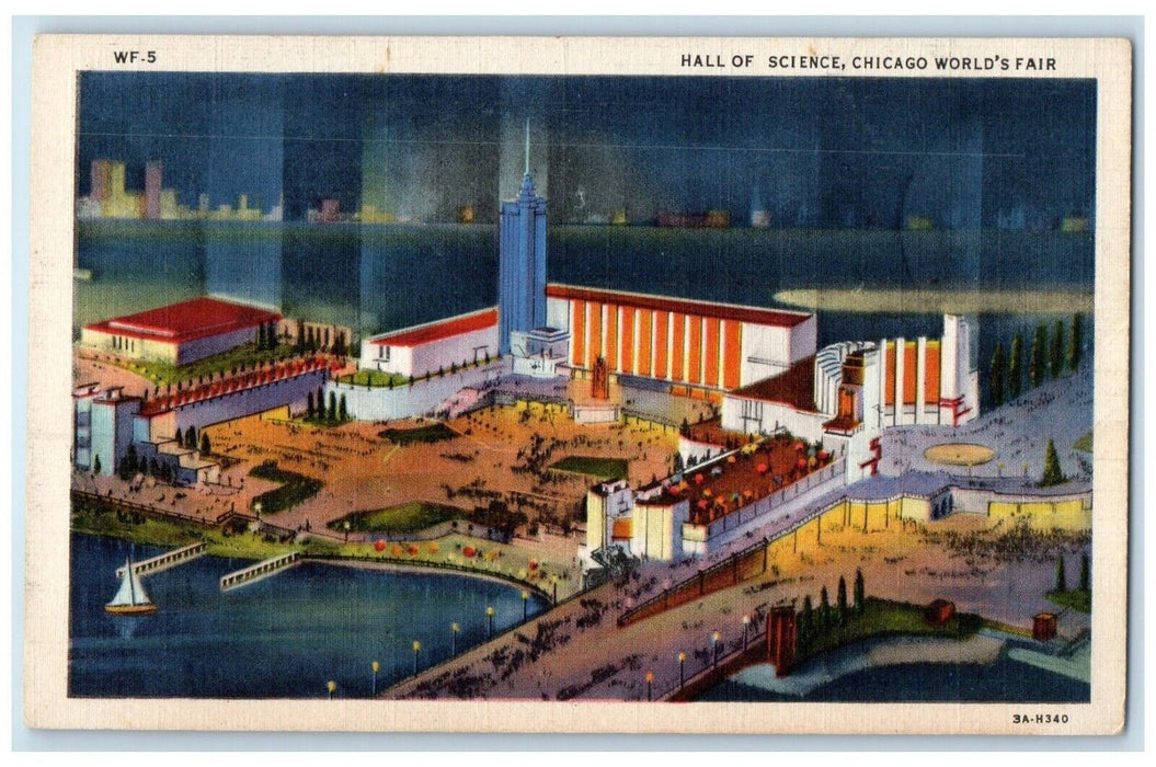 1933 View Of Hall Of Science Chicago World's Fair Illinois IL Vintage  Postcard