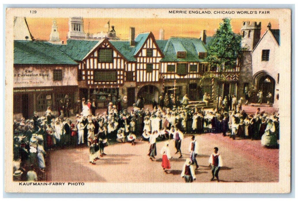1933 Merrie England Chicago World's Fair Illinois IL Kaufmann Fabry Postcard
