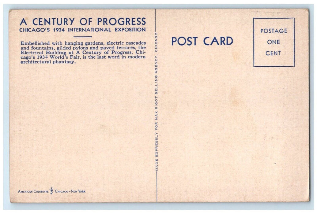 1934 Electrical Group Century Of Progress International Exposition Postcard