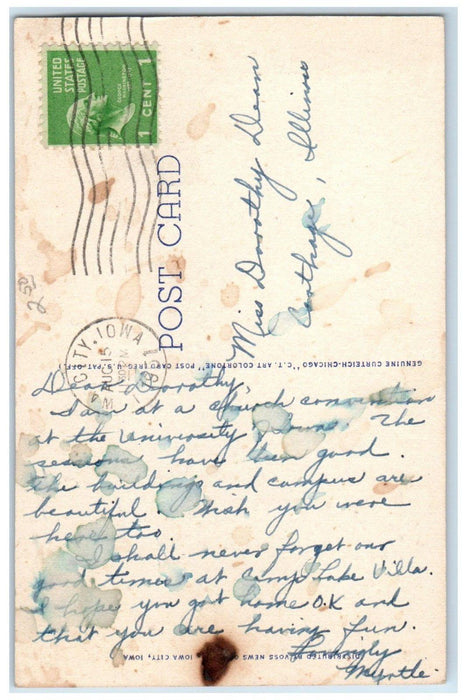 1951 Dramatic Arts Building University Of Iowa Iowa City IA Vintage Postcard