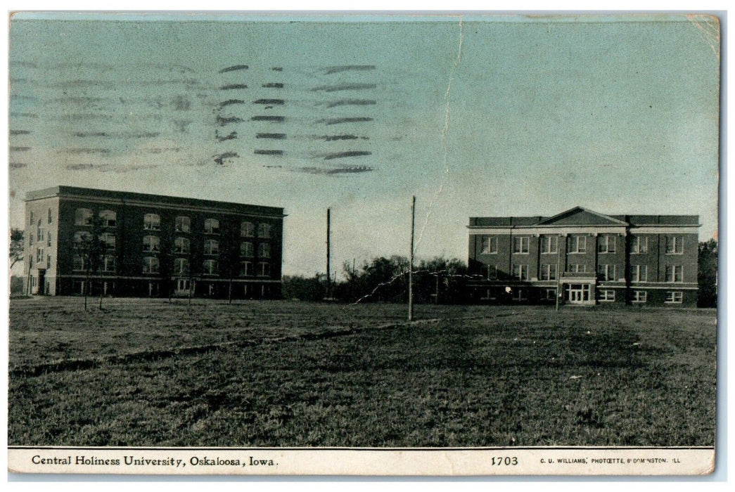 1913 Central Holiness University Building Campus Oskaloosa Iowa IA Postcard