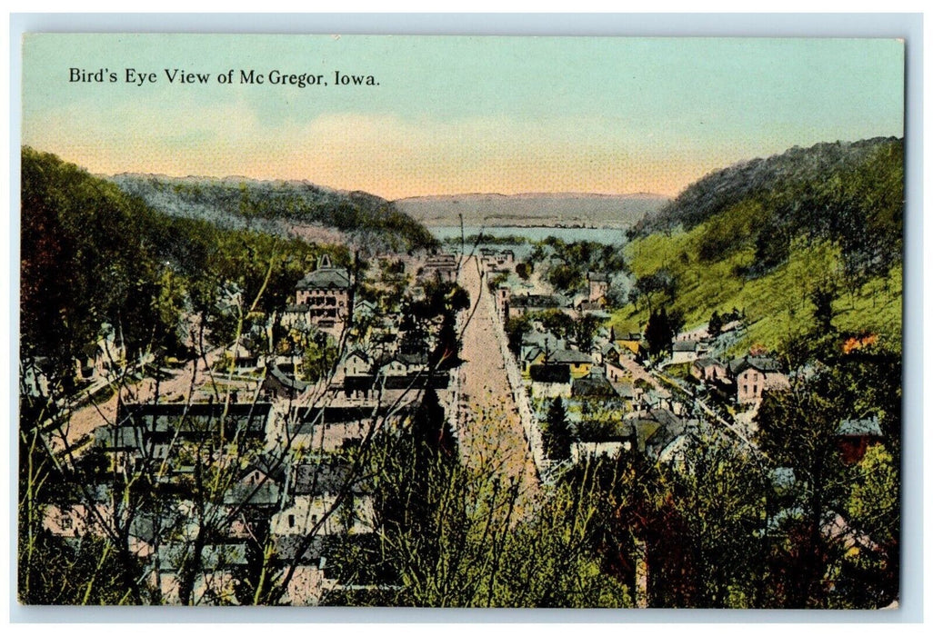 c1910's Bird's Eye View Of McGregor Iowa IA, Sea View Unposted Antique Postcard