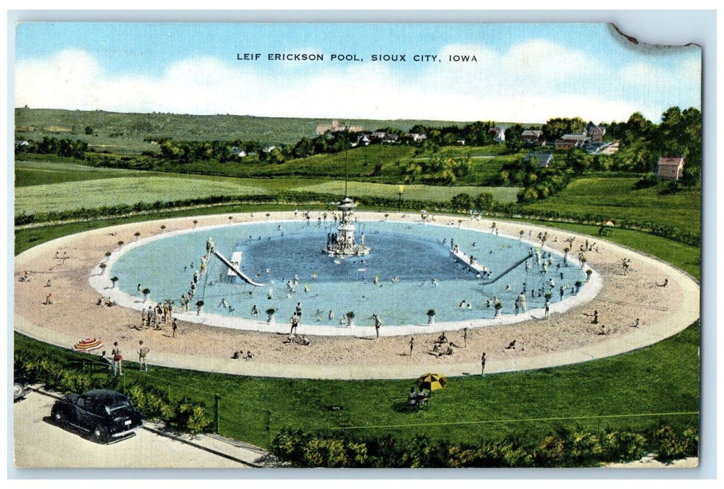 c1960's View Of Leif Erickson Pool Sioux City Iowa IA Unposted Vintage  Postcard