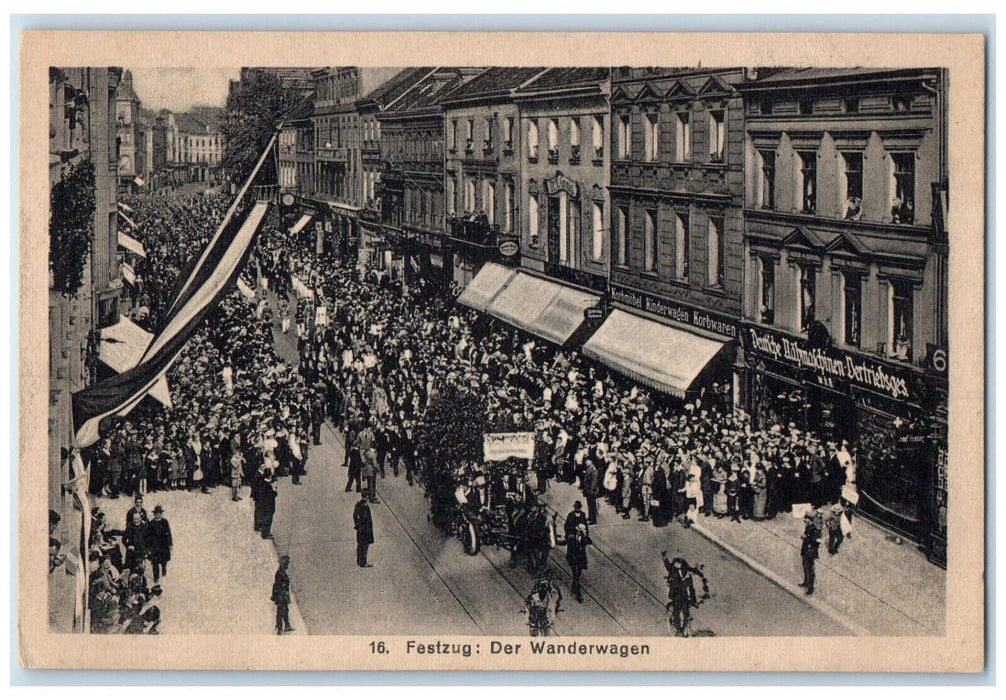 1921 Wanderwagen in Parade of YMCA Catholic Youth Dusseldorf Germany Postcard