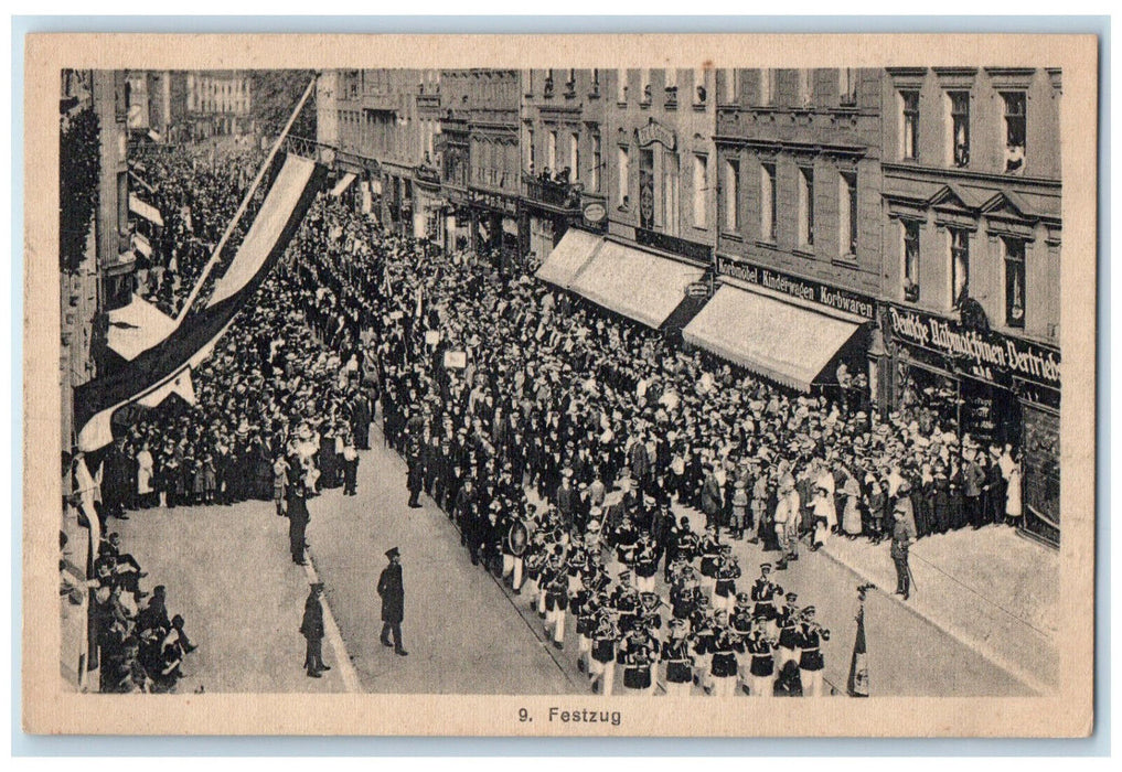 1921 Parade Showing Marching Band of YMCA Catholic Youth Germany Postcard