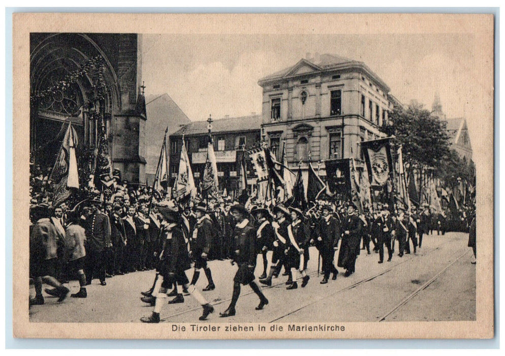 1921 Tyrolean's Move to St. Mary's Church Parade YMCA Catholic Youth Postcard