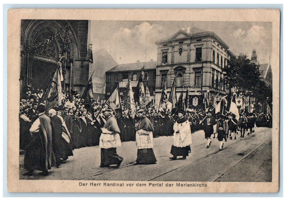 1921 The Lord Cardinal In Front Of The Portal Of St. Mary's Church Postcard