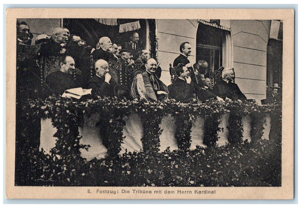 1921 Procession Tribune with the Lord Cardinal Dusseldorf Germany Postcard
