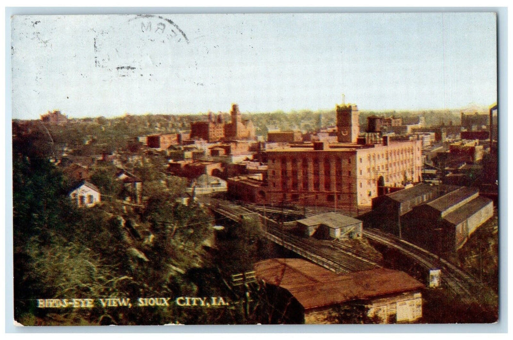 1912 Bird's Eye View Of Sioux City Iowa IA, Building Scene Antique Postcard