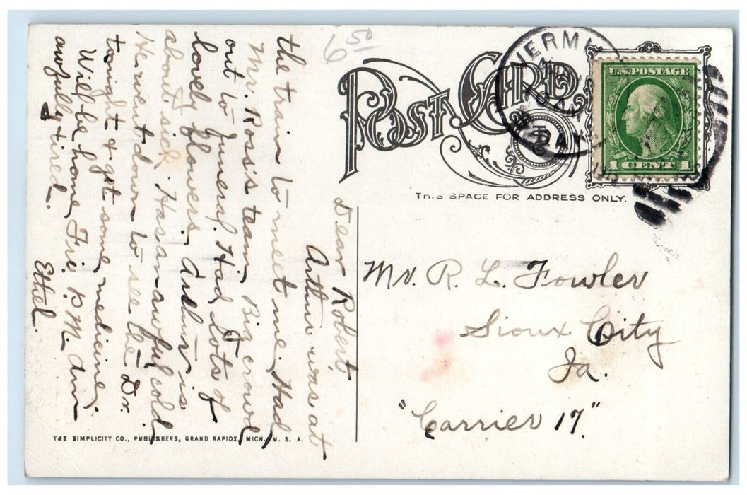 1912 Bird's Eye View Of Sioux City Iowa IA, Building Scene Antique Postcard
