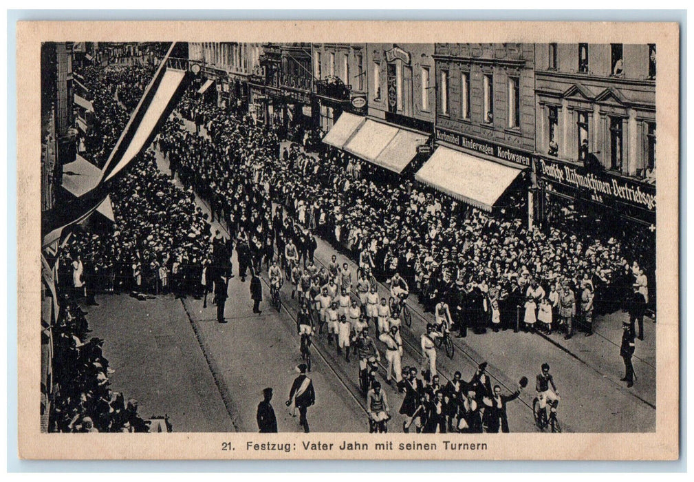 1921 Pageant Father Jahn with Gymnasts YMCA Catholic Youth Germany Postcard