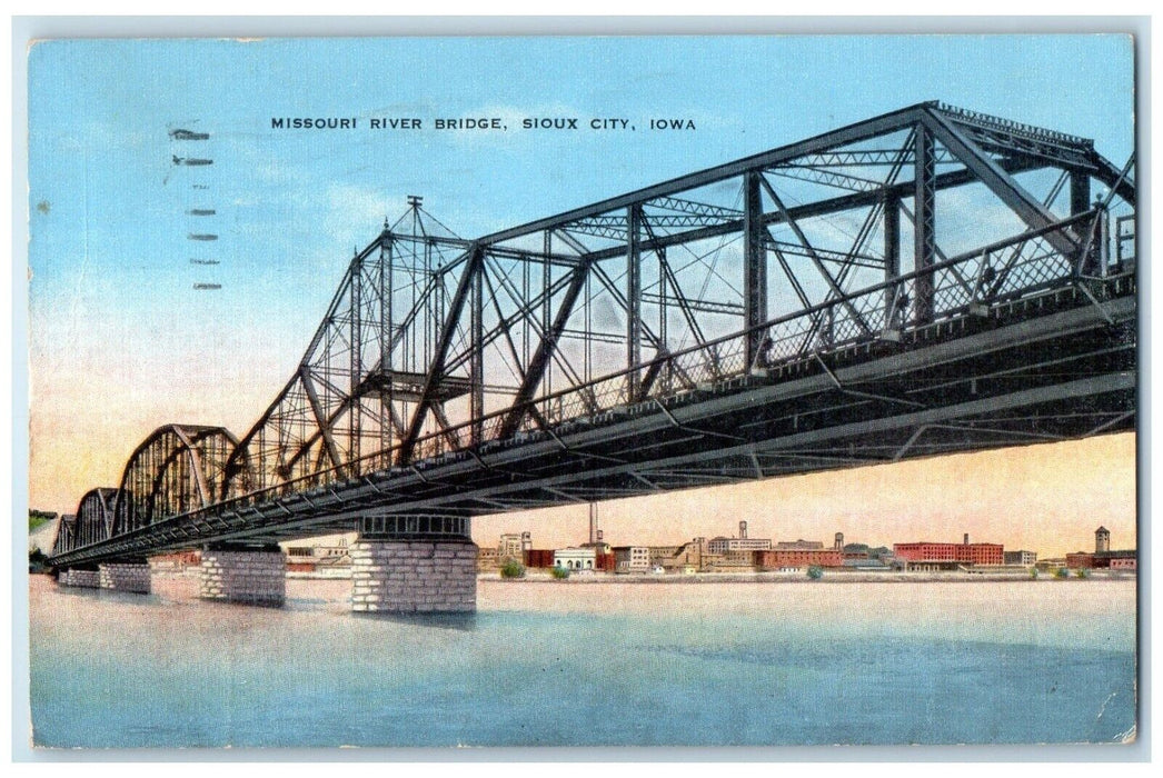 1946 View Of Missouri River Bridge Sioux City Iowa IA Posted Vintage Postcard