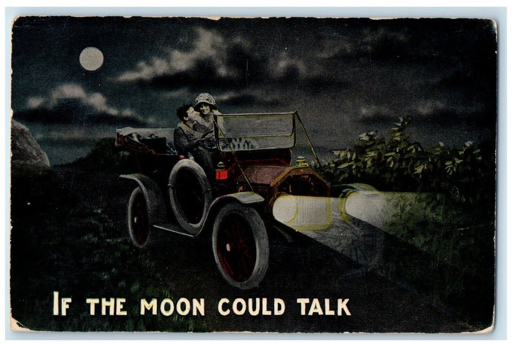 Couple Romance Car If The Moon Could Talk New Trier MN DPO 1867 1933 Postcard
