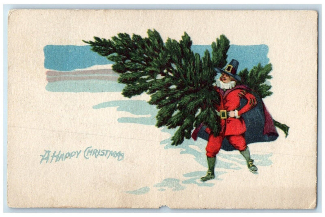 1918 Christmas Santa Claus Pine Tree Winter Chester MN 1868-1957 Posted Postcard