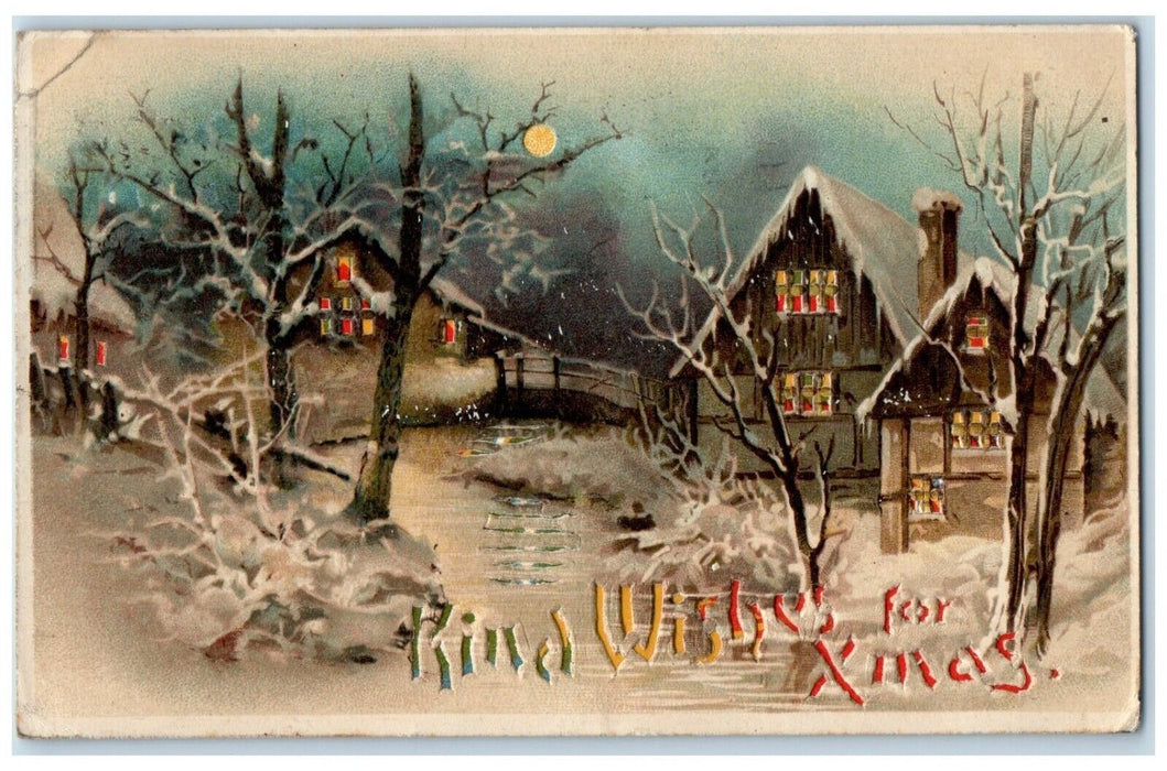 1908 Christmas Houses Winter Snow Hold To Light HTL Grants Pass OR Postcard