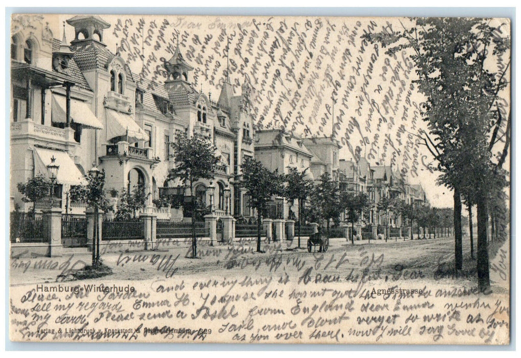 1900 Agnes Street Hamburg-Winterhude Germany Antique Posted Postcard