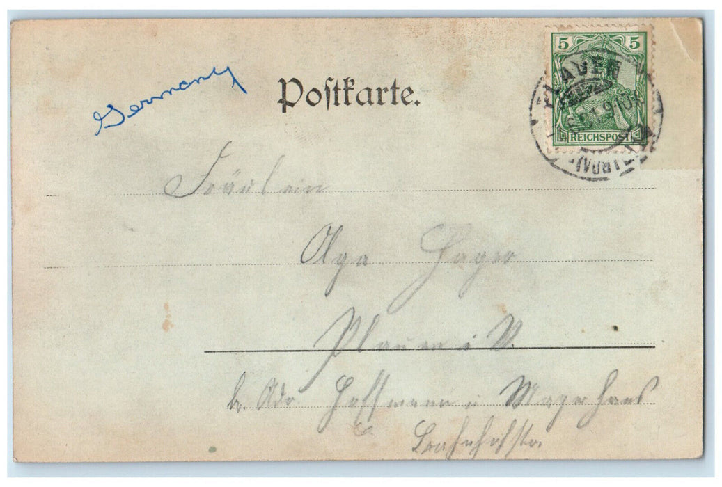 c1905 Greetings from Plauen Syrabrucke and Luther Church Germany Postcard