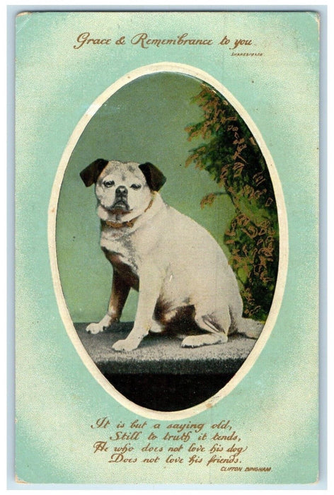 c1910's Cute Pug Dog Animals Embossed Clifton Bingham Posted Antique Postcard